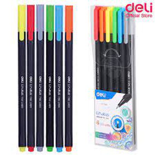 ปากกาไฟน์ไลน์เนอร์ Deli (6สี) Fineliner ปากกาสี ปากกาตัดเส้น ปากกาวาดรูป