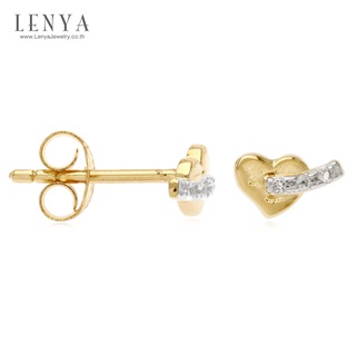 Lenya Jewelry ต่างหูเงิน 925 ชุป2สี ชุปด้วยทอง 18เค และทองคำขาวดีไซน์สุดเก๋น่ารักๆ สวมใส่ได้ทุกโอกาส ประดับพลอยสีขาว