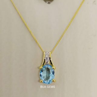 จี้พร้อมสร้อยบลูโทปาสประดับเพชร 4250บาท จัดส่งฟรีจ้า