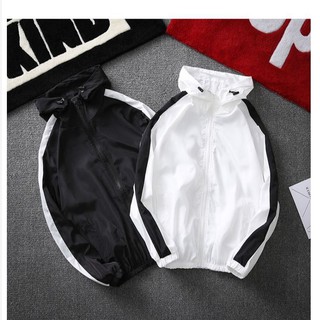 เสื้อคลุมแขนยาว สไตล์เกาหลี กันแดด กันลม มีฮู้ด✨✔แต่งแถบด้าน…