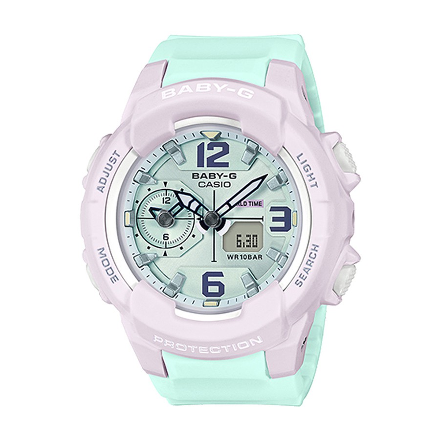 Casio Baby-G นาฬิกาข้อมือผู้หญิง สายเรซิ่น รุ่น BGA-230PC,BGA-230PC-6B - สีม่วง-เขียว