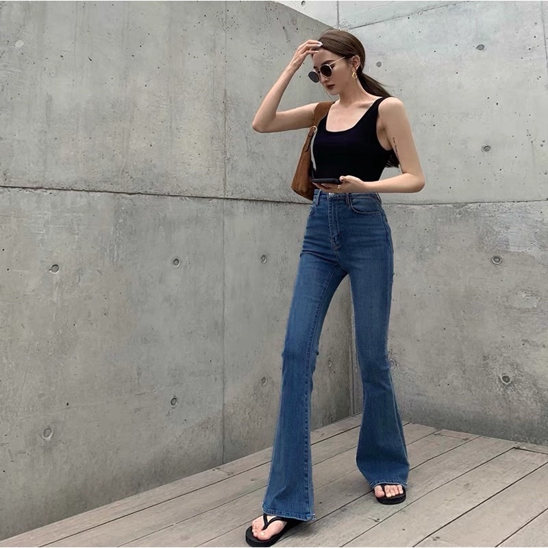 instyles_shop milly jeans | กางเกงยีนส์ขาม้าเล็กผู้หญิง เอวสูง ผ้ายืดใส่สบาย