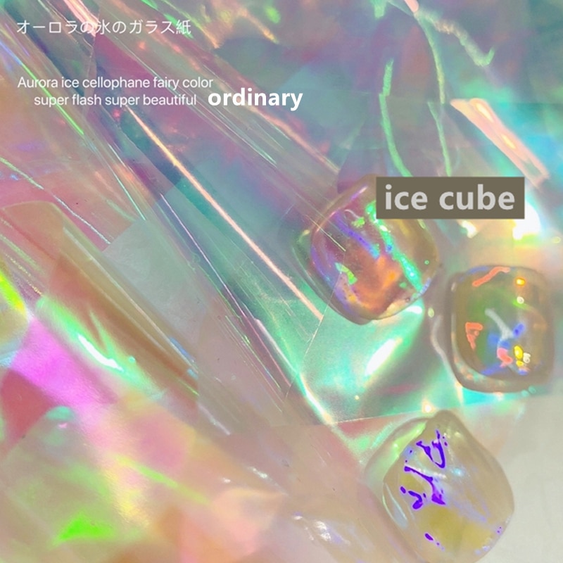 1 Box Aurora Nails Foil Film Sticker Cellophane Paper Korean Nail Glass Foils Trend Design Ice Cube Manicure Nail Diy De 259