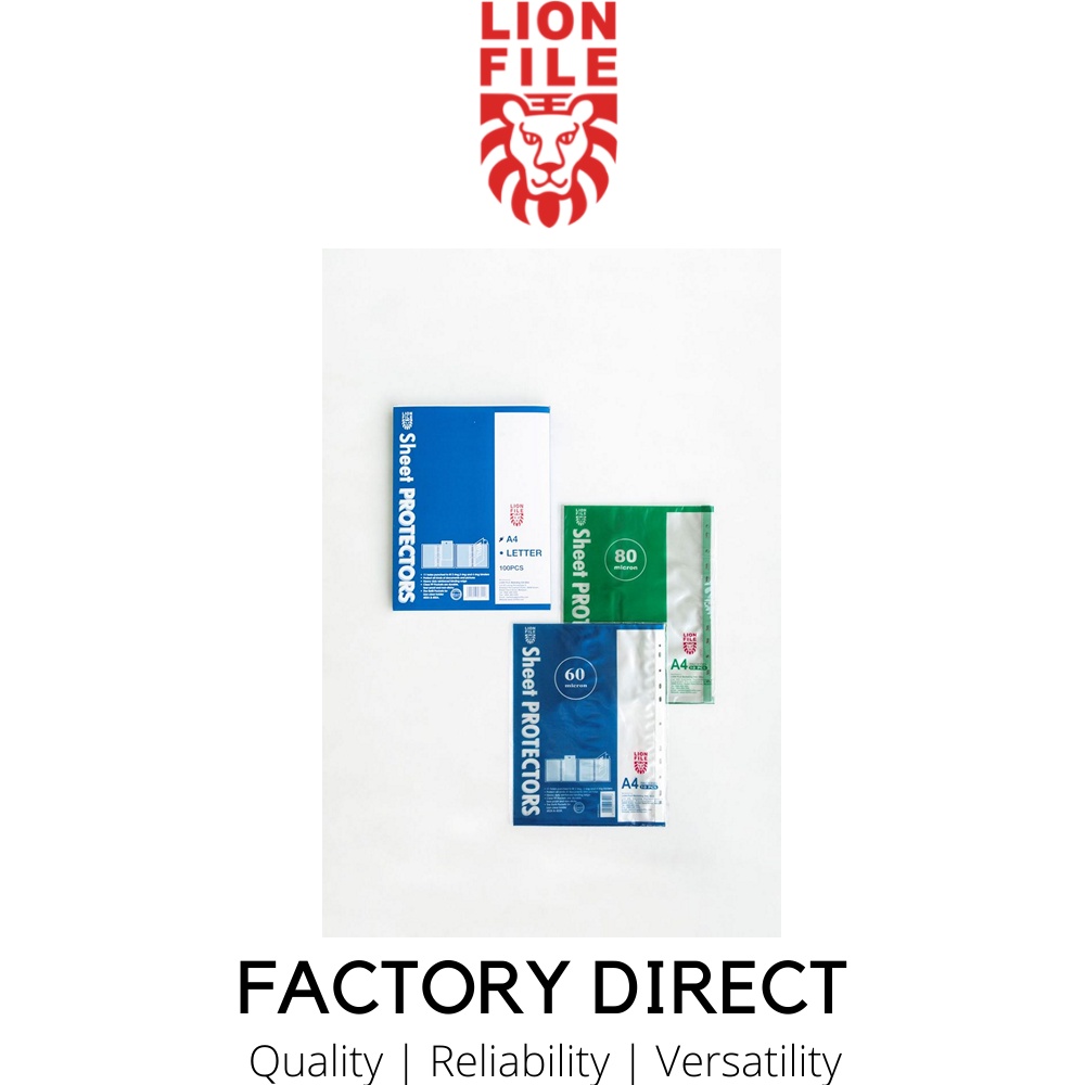 Lion File Premium Clear A4 PP Sheet Protector 80micron - 100 ชิ้น/กล่อง