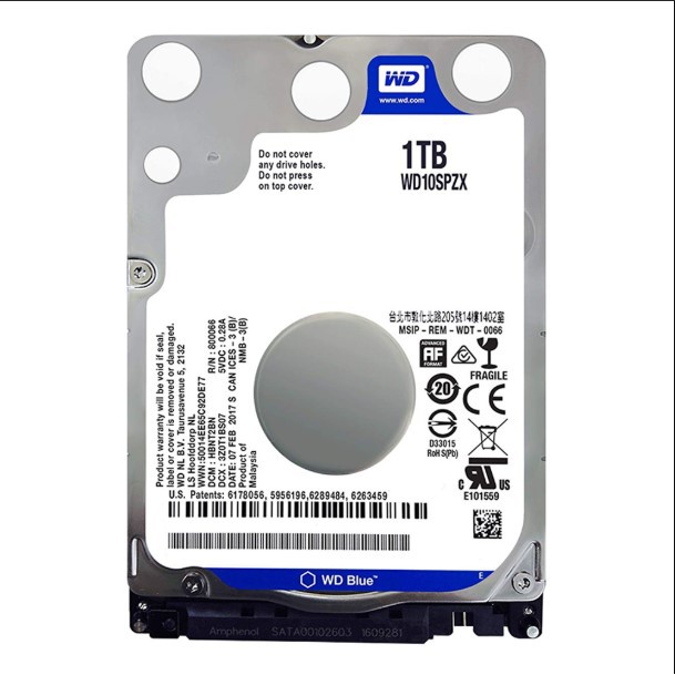 WD HDD 2.5" 1TB (ฮาร์ดดิสก์โน้ตบุ๊ค) WD BLUE 5400RPM SATA3 (WD10SPZX) ประกัน 3 ปี