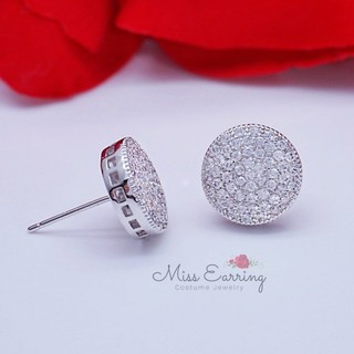 Miss Earring ต่างหูเพชร CZ เงินแท้ ทรงแบน เรียบหรู พร้อมส่ง