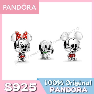 Pandora ชุดเครื่องประดับ กําไลข้อมือเงิน 925 ประดับลูกปัด รูปมิกกี้ มินนี่เมาส์ Diy p326