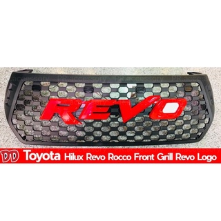 PR กระจังหน้ารถ TOYOTA REVO ROCCO สีแดง แบบมีไฟ LED 4 จุดแสงขาว