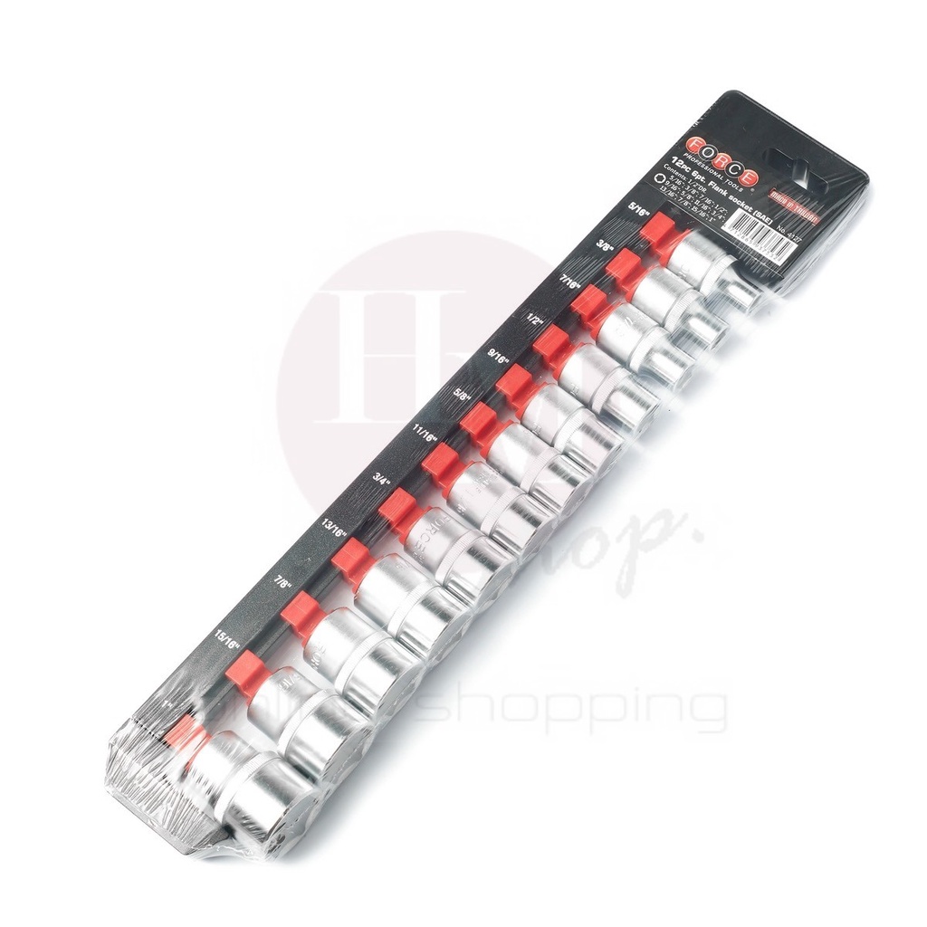 FORCE ลูกบล็อก ลูกบล็อค ลูกบล๊อก ชุดลูกบล็อก 6 เหลี่ยม ขนาด 1/2 นิ้ว รุ่น 4127 จำนวน 12 ชิ้น หน่วยเป