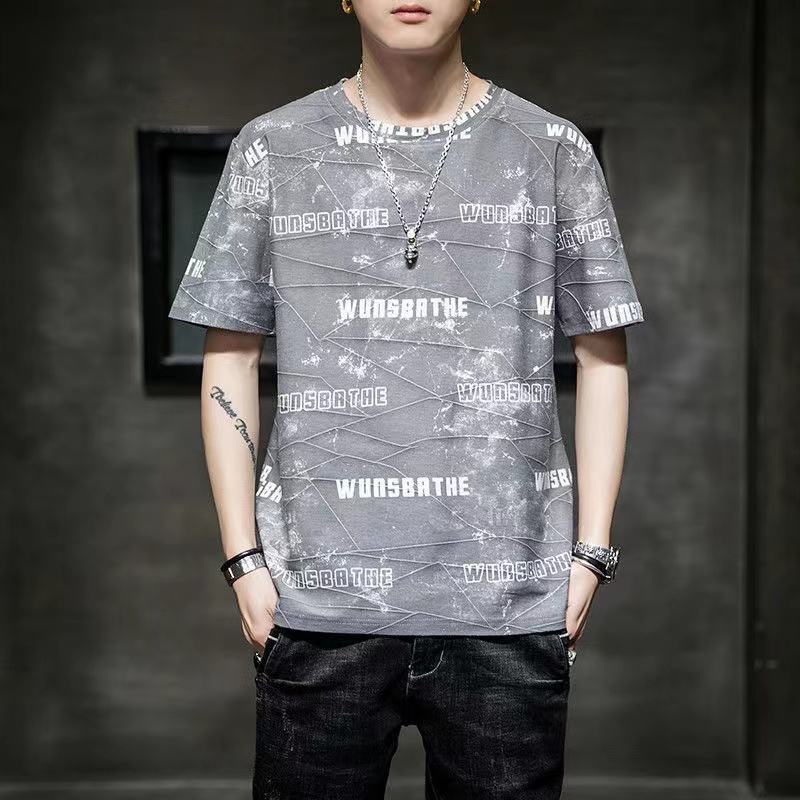 ฤดูร้อนผู้ชายแขนสั้นคอกลมเสื้อยืดคุณภาพสูงหลวมเสื้อยืด (ขนาดมาตรฐาน 3 สี) T57