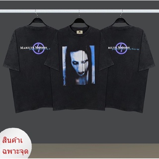 เสื้อยืดอินเทรนด์เสื้อยืดแขนสั้นพิมพ์ลาย Marilyn MansonS-3XL