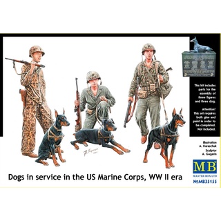 โมเดลประกอบฟิกเกอร์ทหาร Master Box 1/35MB35155 Dogs in service in the US Marine Corps, WW II era