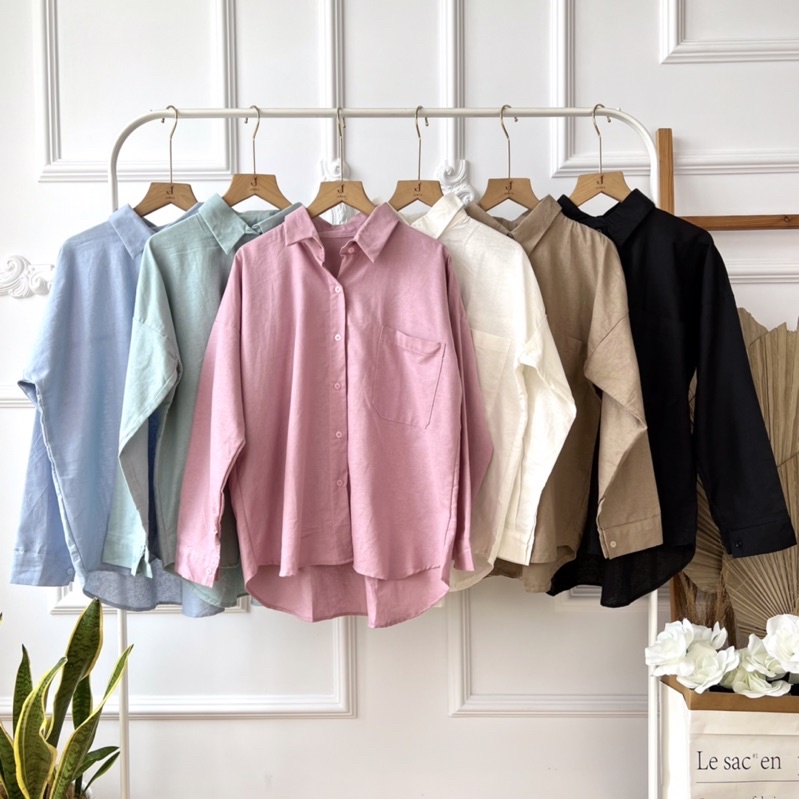 KEMEJA [WHOLESALE] JR8126 - MIRA LINEN SHIRT (6pcs @ Rp. 65,000)