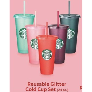 NEW!!!! แก้วรียูสมีกลิตเตอร์พร้อมหลอด Reusable Glitter Cold Cup คอลเลคชั่นใหม่ล่าสุด ของใหม่ ของแท้ 💯%จาก shop