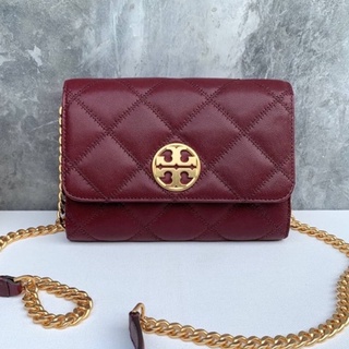 🎀 (สด-ผ่อน) กระเป๋าสีแดง Claret 7.5 นิ้ว Tory Burch 87867 Willa Chain Wallet Crossbody