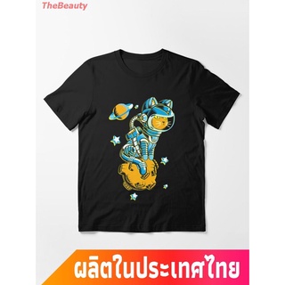 【ผ้าฝ้ายแท้】TheBeauty 2022 แมว น่าสนใจ น่ารัก  Space Cat Essential T-Shirt คอกลม แฟชั่น  ผ้าฝ้ายแท้ เสื้อยืด ผ้าฝ้ายแท้