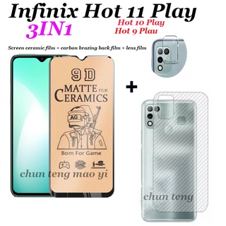 3in1 Infinix Hot 11play Hot 11s หน้าจอเซรามิคอ่อนฟิล์ม Hot 10i 10play 10s Smart 5 Smart 6 ฟิล์มเซรามิค + ฟิล์มด้านหลัง + ฟิล์มเลนส์