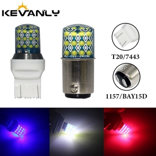 หลอดไฟเบรกซิลิโคน 1157 BAY15D  P21 / 5W T20 7443 W21 / 5W 24Smd Rgb สําหรับรถยนต์ 1 ชิ้น