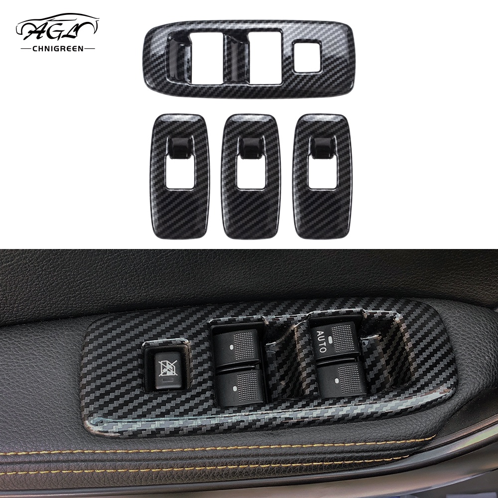 4 ชิ้น ABS คาร์บอนไฟเบอร์สีหน้าต่าง Lifter ปุ่มสวิทช์แผงฝาครอบ Trim ตกแต่งภายในสําหรับ Ford Everest RANGER T6 T7 T8 2015-2020