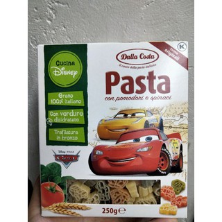 Dalla Costa Disney Cars Pasta With Tomoto And Spinach Box พาสต้า ผสม มะเขือเทศ และ ผักโขมรูปรถ 250 กรัม