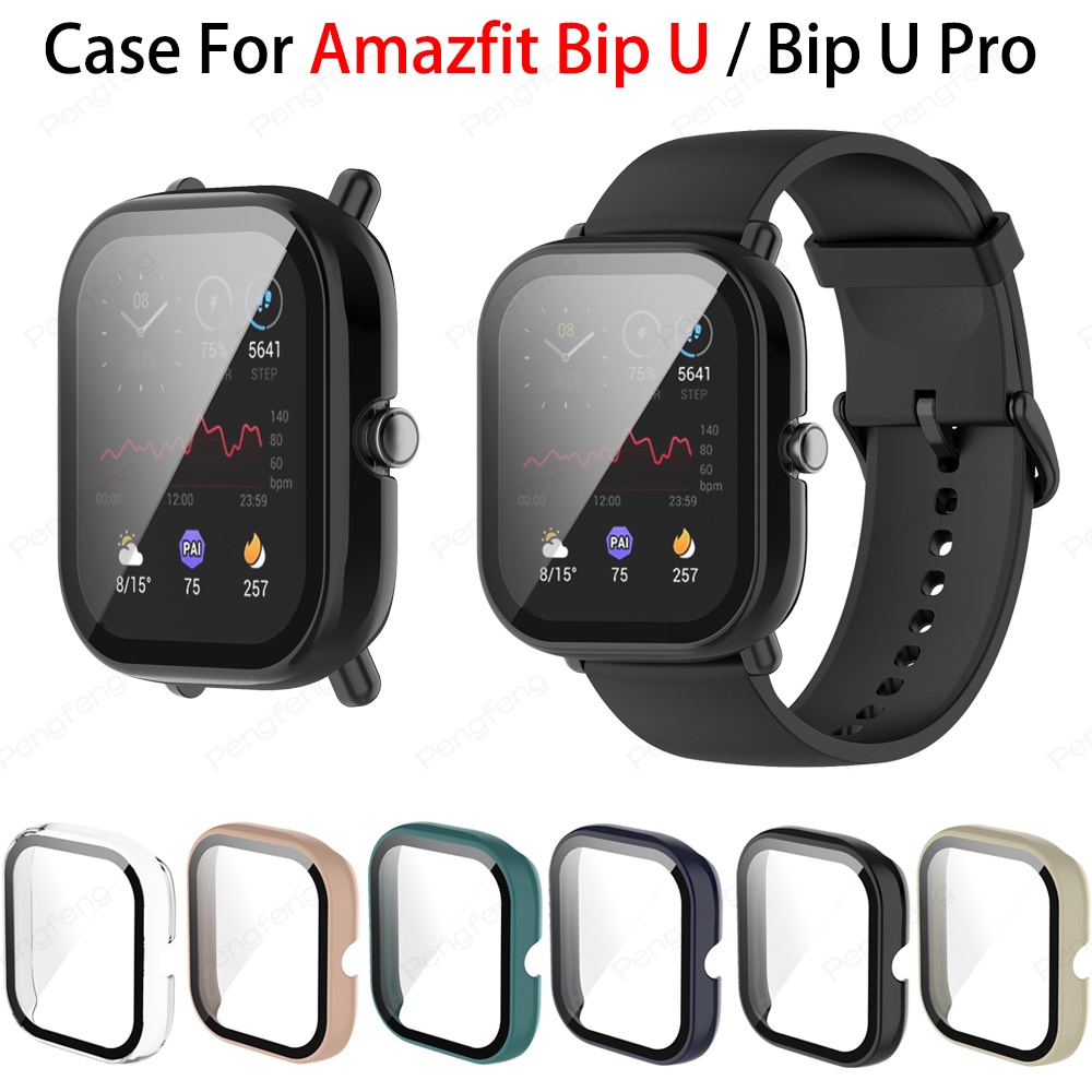 กระจก + เคสป้องกันหน้าจอสําหรับ Huami Amazfit Bip U / BIP U Pro ฝาครอบเคสพีซีแบบใส