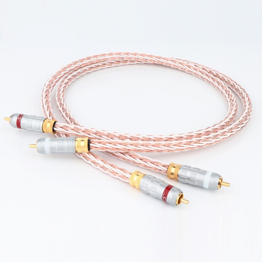 8tc 7N OCC ทองแดงบริสุทธิ์สาย RCA Hi-end CD Amplifier เชื่อมต่อกัน Gold Plated2RCA ถึง 2RCA สายสัญญาณเสียงชาย