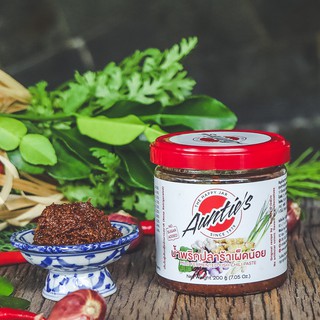 น้ำพริกปลาร้าเผ็ดน้อย Mild Fermented Fish Chili Paste ปลาร้าบองแท้ 100% สูตรต้นตำหรับ 40 ปี Aunties คั่วสุกไม่ใช้น้ำมัน