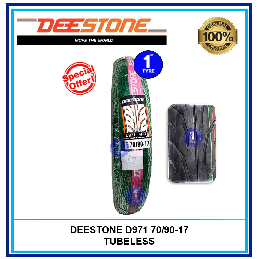 Deestone ยางรถจักรยานยนต์ D971 70/90-17 TUBELESS (tmax)(maxxis) (tayar cheetah)