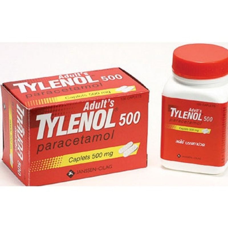 Tylenol ไทลินอล พาราเซตามอล 500 mg(100 เม็ด) ปวดหัว ลดไข้ *พร้อมส่ง