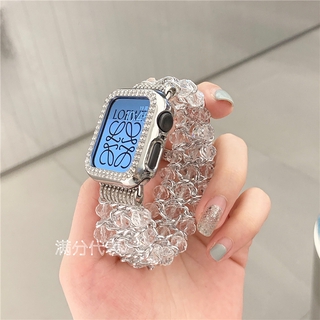 สายนาฬิกาข้อมือคริสตัล ประดับพลอยเทียม หรูหรา แบบเปลี่ยน สําหรับ iwatch series 8 7 6 SE 5 4 3 2 SmartWatch 45 มม. 41 มม. 40 มม. 44 มม. 42 มม. 38 มม.