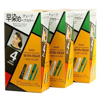 Paon Hair Color เปลี่ยนสีผม พาออน เซเว่น เอท Color 4 น้ำตาลธรรมชาติ (แพ็ค3กล่อง)