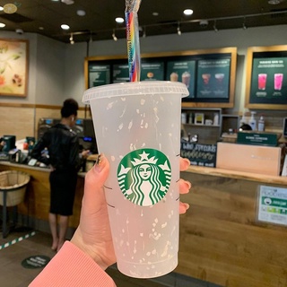 แก้วน้ํา Starbucks Pp สีใสพร้อมฝาปิดขนาด 700 มล 1 ชิ้น