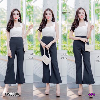 J8886 Set เสื้อครอปแขนกุด + กางเกงขายาว Set: sleeveless crop top + long pants