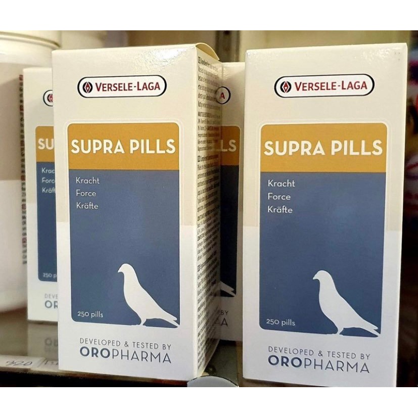 SUPRA PILLIS 250 pills (250 เม็ด) เสริมพลังไก่ชน นกพิราบแข่ง