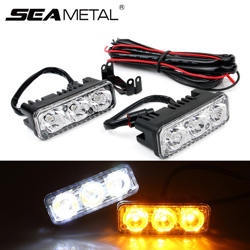 SEAMETAL 2PCS ไฟเลี้ยวเดิม Led 3 ดวง 6000K 12V กันน้ํา สีขาว สีเหลือง อุปกรณ์เสริม สําหรับรถยนต์ ไฟเลี้ยว