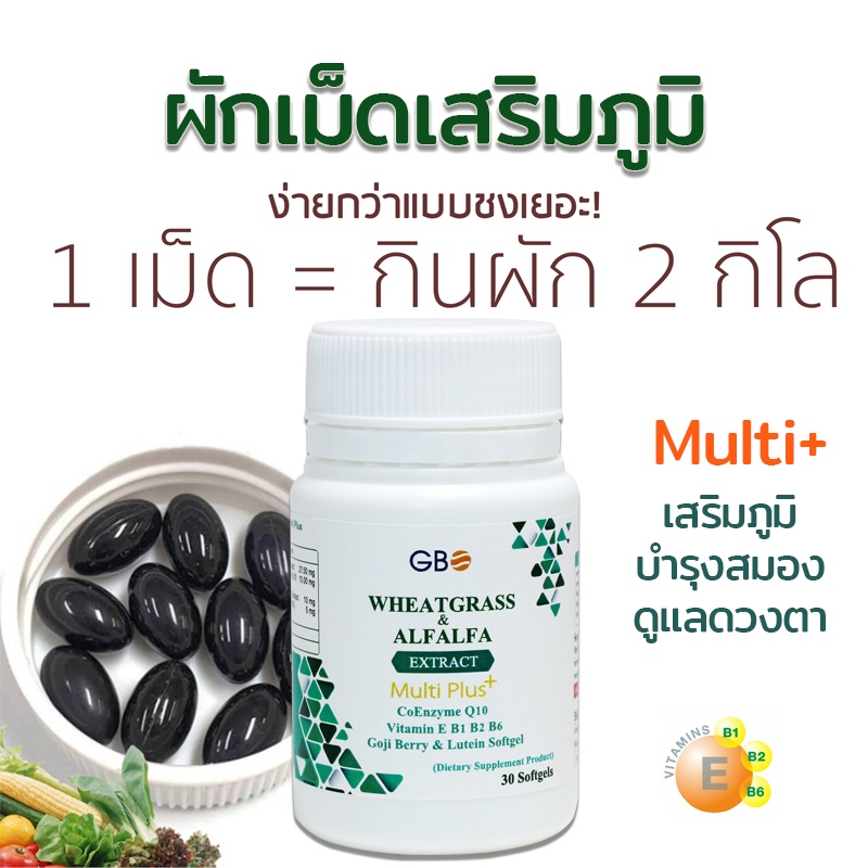 ผักเม็ดเสริมภูมิ Wheatgrass & Alfalfa Extract Plus Q10