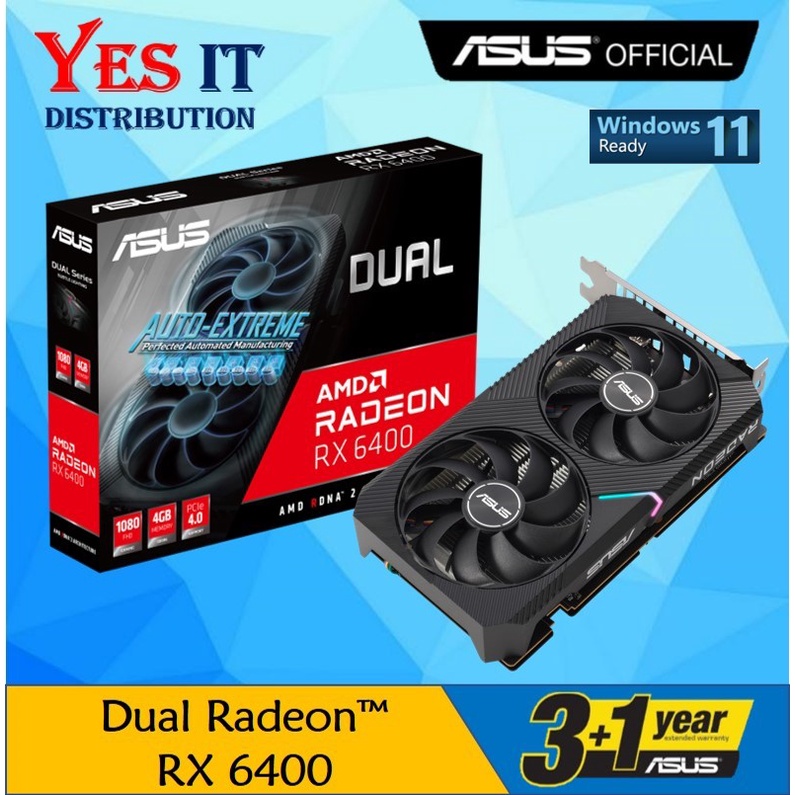 ASUS DUAL RADEON RX6500XT / RX6600XT OC 4GB / 8GB GDDR6 กราฟิกการ์ด (DUAL-RX6500XT-04G)