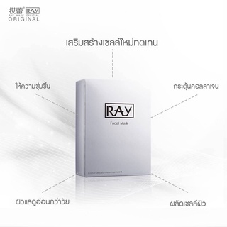 มาร์คหน้า Ray gold facial mask ยกกล่อง10แผ่นมีทั้งสีเงินและสีทอง