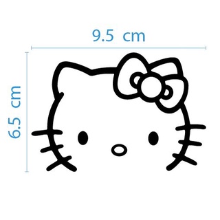 สติ๊กเกอร์ ตัด ไดคัต ลายเส้น Kitty คิตตี้ หน้าแมว ขนาด 6.5 x 9.5 ซม. แต่ง รถ Sticker Decals  (แบบหน้าไม่มีคาง)