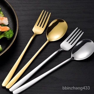 พร้อมส่งช้อน&ส้อม ช้อน&ส้อมแสตนเลส ช้อนส้อมเกาหลี 1คู่ ยาว17ซม