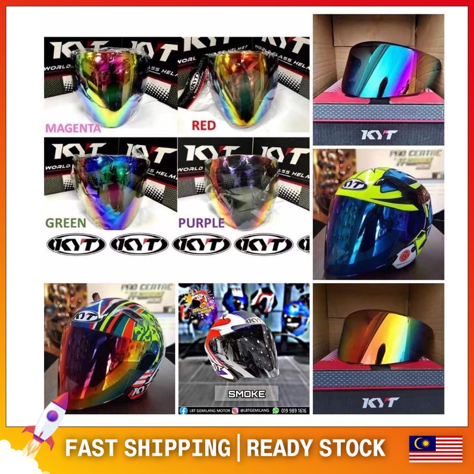 KYT HELMET VISOR HELMET VIZER SIANG MALAM SIAM REVO BLUE REVO RED SMOKE COLOUR