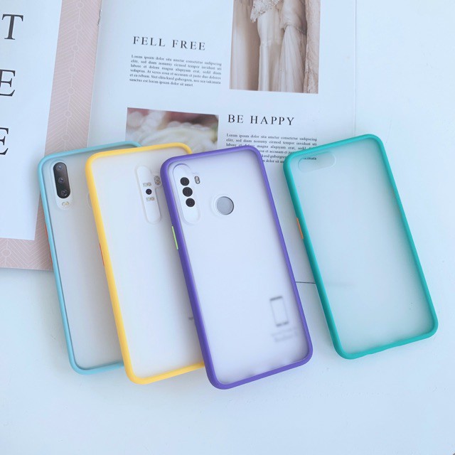 เคสหลังด้านขอบสี 4 สี รุ่น oppo A3s A5s A7 F9 A31 Reno2F Realme5 5i c3 A52020 A92 เคสวีโว่ y12 y15 y