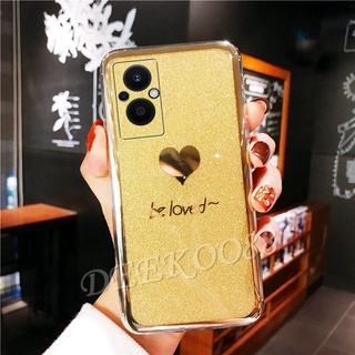 ใหม่ เคสโทรศัพท์ OPPO Reno 7 Z A76 A55 A95 A16K A16 4G 5G 2022 New Pink Phone Cell Case Bling Gold Glitter Be Loved Hard Handphone Casing เคส Reno7 Z 7Z OPPOA76 Back Cover