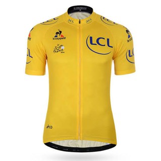 Tour de franceเสื้อปั่นจักรยานแขนสั้นเนื้อผ้ายืดหยุ่นระบายอากาศได้ดีแห้งเร็วมีสินค้าพร้อมส่ง