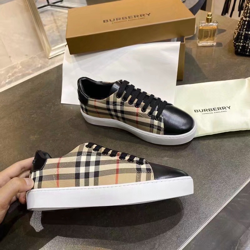 รองเท้ากีฬา Burberry Unisex Vintage Retro Plaid Smooth Calfskin