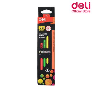 Deli U51800 Graphite Pencil ดินสอไม้ 2B ทรงสามเหลี่ยม (แพ็ค 12 แท่ง) ดินสอ เครื่องเขียน อุปกรณ์การเรียน ดินสอ2B school