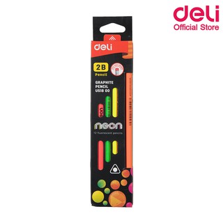 Deli U51800 Graphite Pencil ดินสอไม้ 2B ทรงสามเหลี่ยม (แพ็ค 12 แท่ง) ดินสอ เครื่องเขียน อุปกรณ์การเรียน ดินสอ2B school