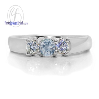 Finejewelthai-แหวนอะความารีน-แหวนเงินแท้-แหวนพลอยแท้-Aqamarine-Silver-Ring-Birthstone-R1012aq (เลือกสีตัวเรือนได้)