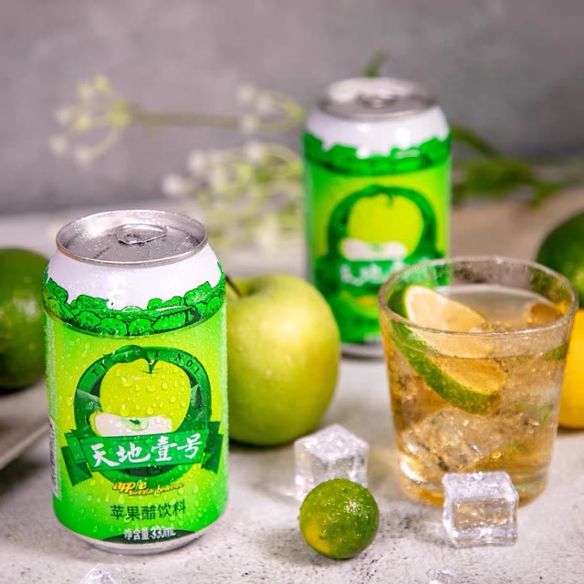 K30น้ำแอปเปิ้ลเขียวโซดา (苹果醋)ขนาด330ml รสเปรี้ยวซ่าอมหวาน กลิ่นหอมสดชื่น ดีสำหรับผิวพรรณ น้ำผลไม้เพื่อสุ