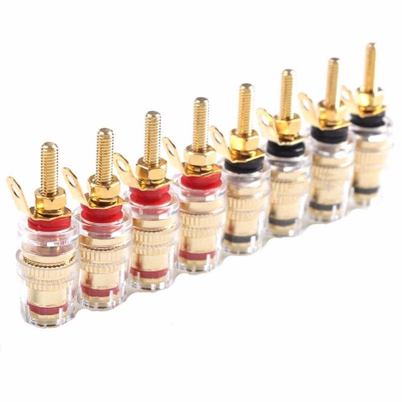 8Pcs Set Gold Plated Amplifier Speaker Terminal Binding Post Banana Plug Jack